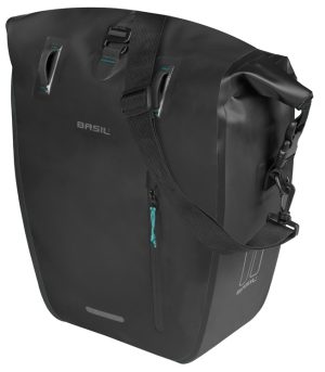 Enkele fietstas Basil Rivo L tarpaulin MIK 25-31L 14 x 28 x 43 cm - zwart