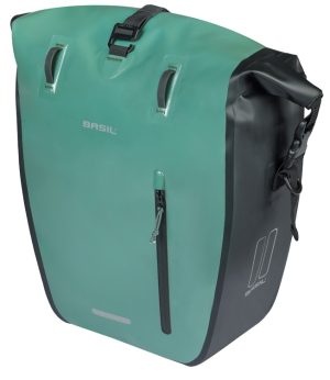 Enkele fietstas Basil Rivo L tarppaulin MIK 25-31L 14 x 28 x 43 cm - groen/zwart