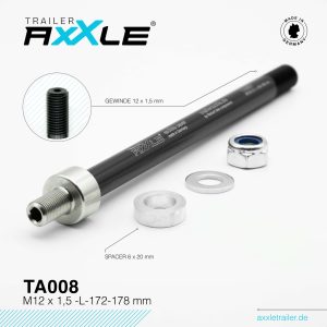 Steekas voor aanhangwagen Radoxx TA008 M12 x 1,5 lengte 172-178mm