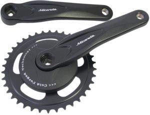 Crankstel 38T Miranda Alfa 1 voor 3/32" ketting - met 95mm disc - zwart