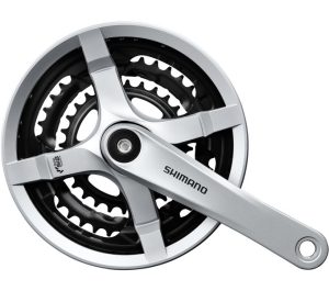 Crankstel 6/7/8 speed Shimano Tourney FC-TY501 met 170mm crankarm 48 x 38 x 28T met kettingscherm - zilver