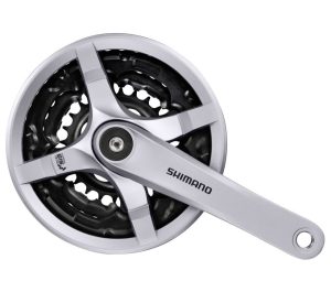 Crankstel 6/7/8 speed Shimano Tourney FC-TY501 met 170mm crankarm 42 x 34 x 24T met kettingscherm - zilver