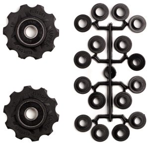 Derailleurwieltjes 2 x 10 tands Elvedes met standaard afgedichte lagers en spacers