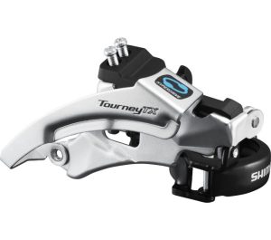 Voorderailleur 7/8-speed Shimano Tourney FD-TX800 top swing - lage klem - 42-48T - Zwart/Zilver