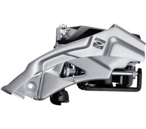 Voorderailleur 3 x 9-speed Shimano Altus FD-M2000 top swing - dual pull met lage klem - 40T (66-69°) - Zwart/Zilver
