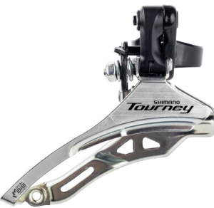 Voorderailleur 3 x 6/7 speed Shimano Tourney FD-TY300 down swing/top pull - hoge klem ø34,9 mm - 42T - (66-69°) - Zwart/Zilver