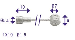 Rem binnenkabel Elvedes 2250mm draads/verzinkt ø1,5mm Weinmann en koppeling-nippel (op kaart)