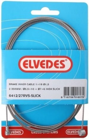 Rem binnenkabel Elvedes 2350mm RVS / Slick ø1,5mm V-nippel en T-nippel (op kaart)