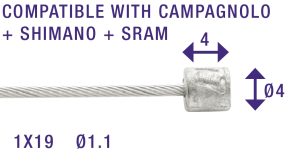 Schakel binnenkabel Elvedes 2250mm RVS Ø1,1mm N-nippel Ø4 × 4 (100 stuks) - Zilver