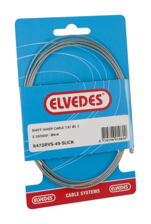 Schakel binnenkabel Elvedes 2250mm RVS Slick Ø1,1mm N-nippel (op kaart) - Zilver