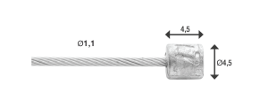 Schakel binnenkabel Elvedes 4000mm RVS Slick Ø1,1mm Shimano / Sram N-nippel (op kaart) - Zilver