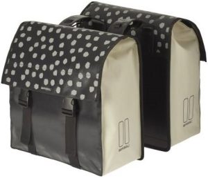 Dubbele fietstas Basil Urban Load 48-53 liter 41 x 18 x 46 cm - zwart met reflecterende stippen