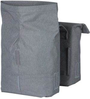 Dubbele fietstas Basil City 28 tot 32 liter 30 x 18 x 49 cm - grey melee