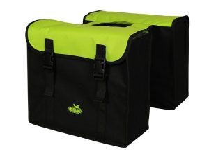 Dubbele fietstas Greenlands 34 liter 37 x 33 x 14cm (2x) - zwart / lime groen