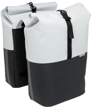 Dubbele fietstas New Looxs Nyborg 34 liter - 30 x 17 x 37cm (x2) - lichtgrijs/zwart