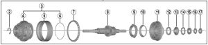 Binnenwerk Shimano Nexus 8 versnellingsnaaf SG-C6001-8R / SG-C6001-8V (184 mm as)