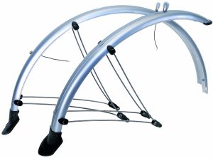 Spatbordset 28"  PVC 45mm Zilver  Met stroomkabelgeleiding