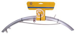 Voorspatbord 28" kunststof 45 mm - zilver / transparant