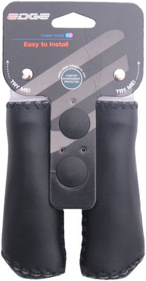 Handvatset Edge Kunstleer - zwart - 2*135mm (winkelverpakking)
