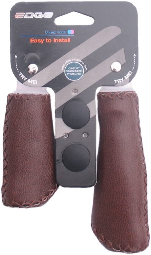 Handvatset Edge Leer - mat donkerbruin - 135/92mm  (winkelverpakking)