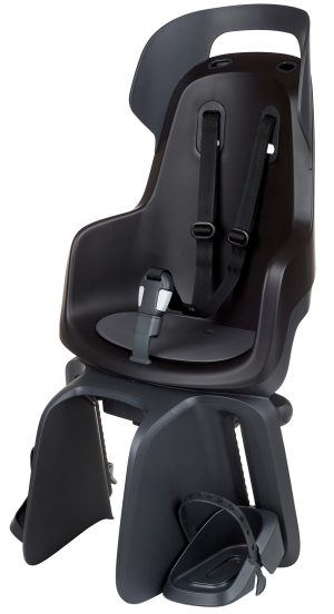 Kinderzitje achter Bobike Go Maxi RS met dragerbevestiging (CFS) en slaapstand - urban black