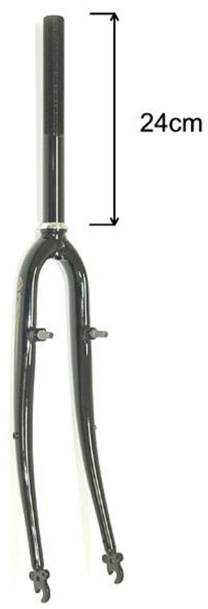 Voorvork 28" met 1 1/8" vorkbuis - V-brake remnokken - glanzend zwart