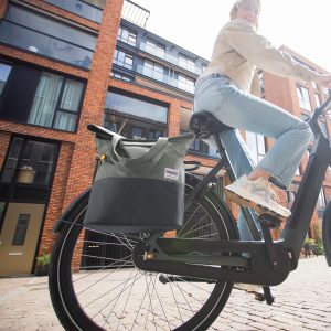 Gerecyclede shopper fietstas Urban Proof 20 liter - groen/grijs
