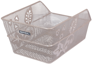 Fietsmand Basil Cento Flower achtermand 24 x 38,5 x 11 cm - nude metallic