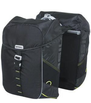 Dubbele fietstas Basil Miles 34 liter 13 x 26 x 35 cm (2x) - zwart / lime