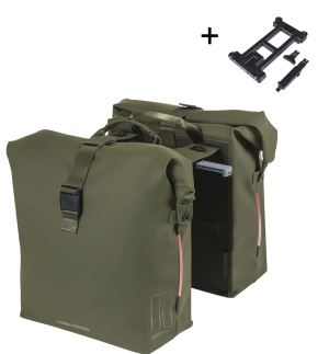 Dubbele fietstas Basil SoHo Nordlicht MIK 41 liter 15 x 31 x 38 cm - Moss Green