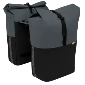 Dubbele fietstas New Looxs Nyborg MIK 2.0 - 34 liter, donkergrijs/zwart